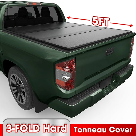5FT Hard Tri-Fold Truck Bed Tonneau Cover for 2005-2025 Nissan Frontier On Top