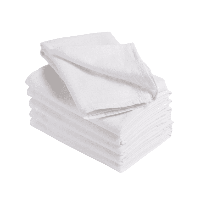 Linteum Textile (6-Pack, 28x29 in, White) Classic Flour Sack Towels, 100% Cotton, Commercial Grade