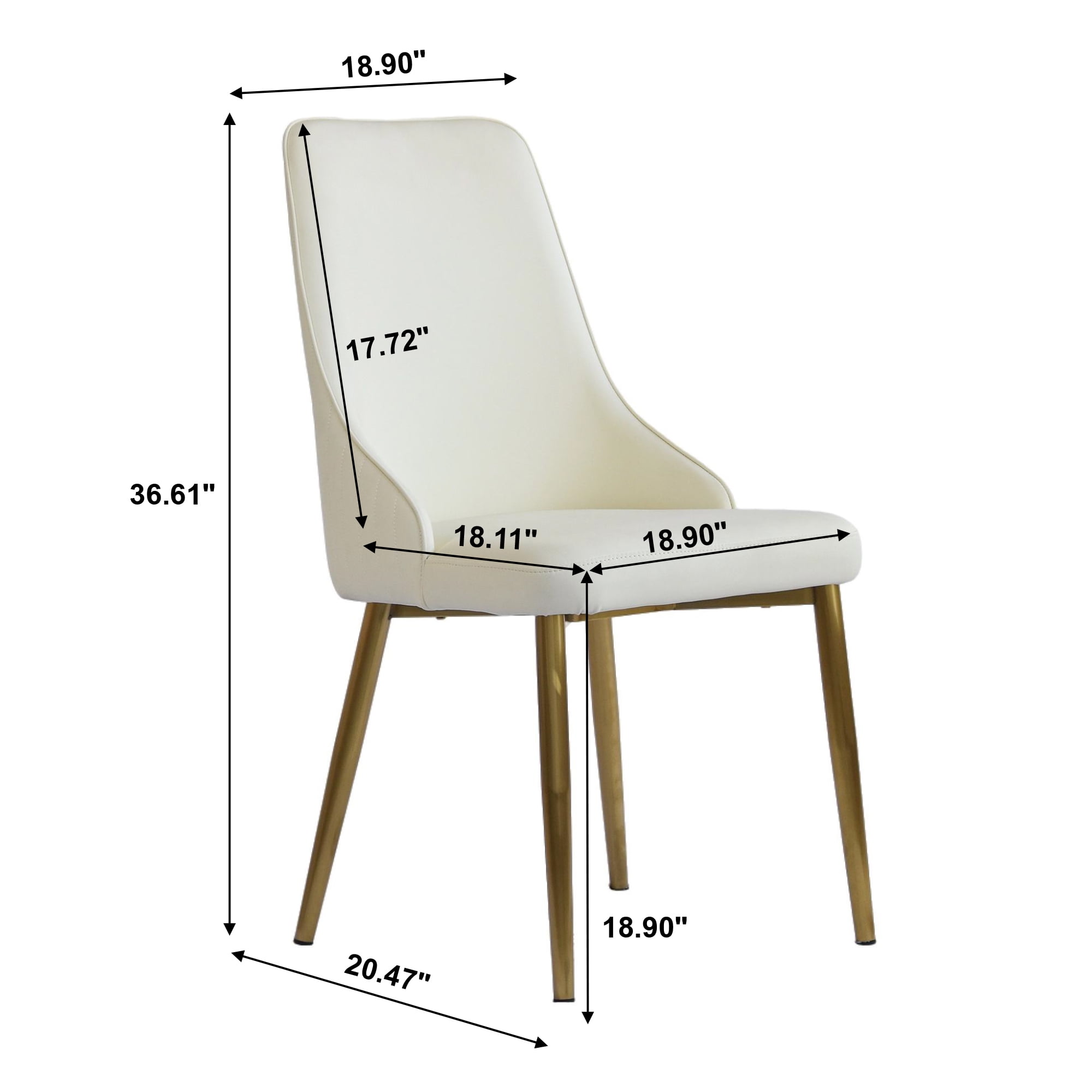 LovingAHome Upholstered Dining Chairs Set of 4, 36.6" Modern Accent Dining Chair with Gold Metal Leg,Faux Leather Dining Chairs for Dining Room/Restaurant/Living Room(Beige)