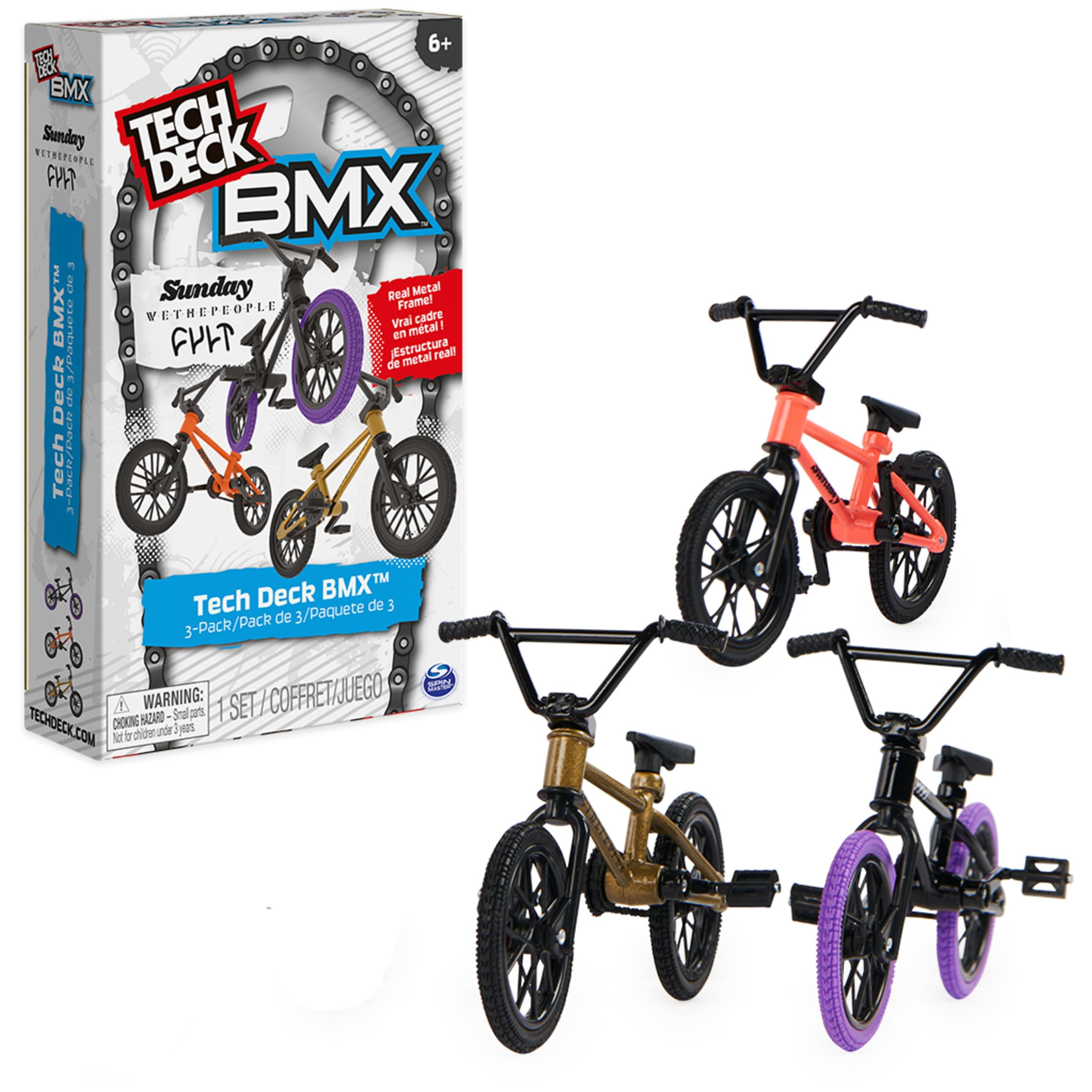 TECH DECK BMX Finger Bike Paquete de 3 Juguetes coleccionables y Personalizables para coleccionistas Juguetes para ninos a Partir de 6 anos Exclusivo de Amazon Tech Deck NA Walmart en linea