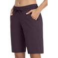 thumbnail image 4 of Women's Lounge Athletic Shorts with Pockets Knee Length Workout Biker Walkshorts, 4 of 8
