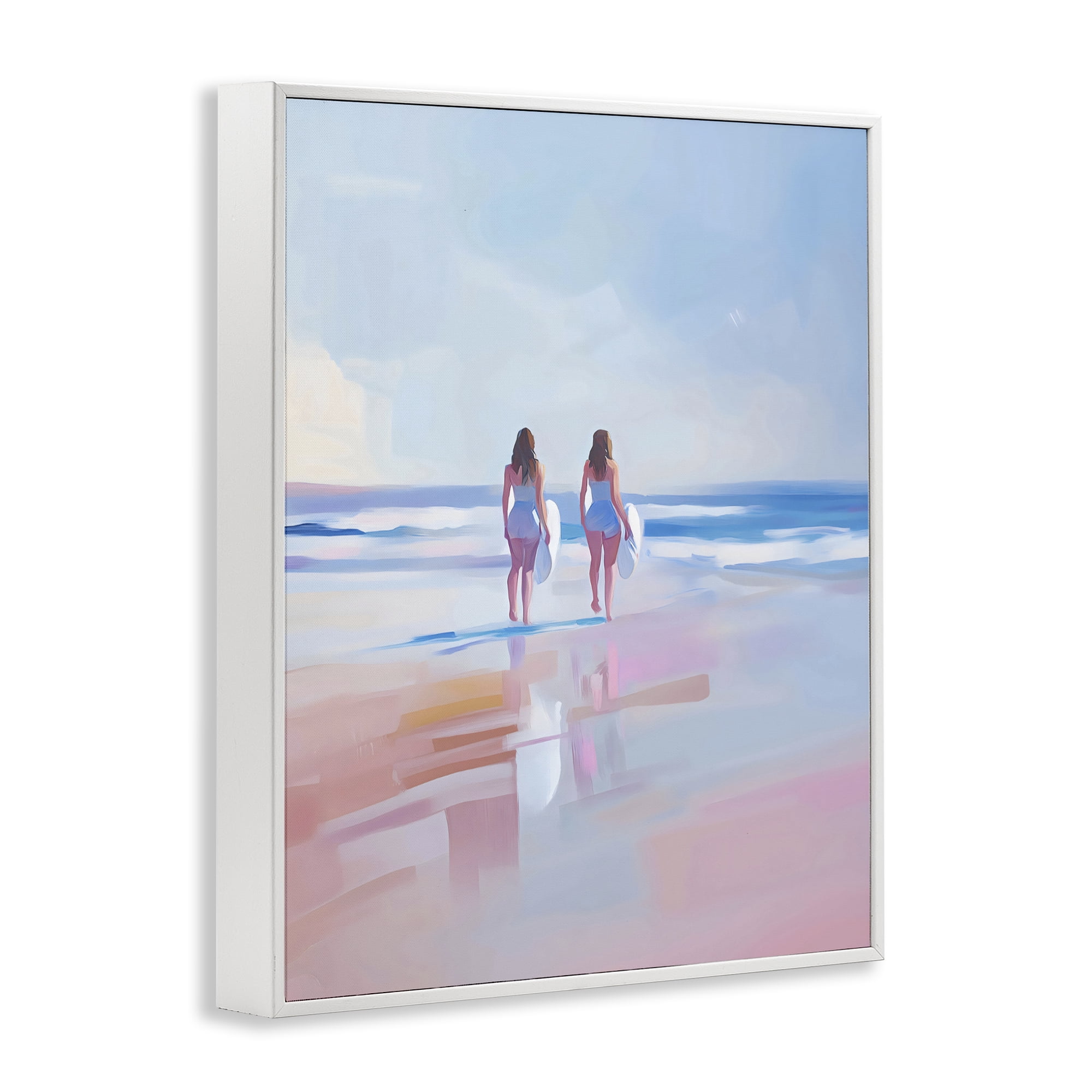 Stupell Industries Heading To Surf at Dawn White Framed Giclee Art, design by The Prints Vibe