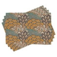 thumbnail image 1 of Ambesonne Floral Place Mats Set of 4, Flowers and Peacock, Standard Size, Petrol Blue Pale Coffee, 1 of 6