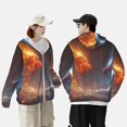 thumbnail image 4 of Daiia Red And Blue Fire Dragon D UPF 50+ Sun Protection Hoodie Jacket Lightweight Long Sleeve Sun Shirt for Women Men with Pocket Hiking Outdoor-Small, 4 of 7