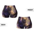 thumbnail image 5 of Picia Purple Flower Lazy Cat Printed Workout Shorts for Women Seamless Scrunch Butt Lifting High Waisted Yoga Gym Booty Running Moisture-wicking Short Pants-X-Large, 5 of 9