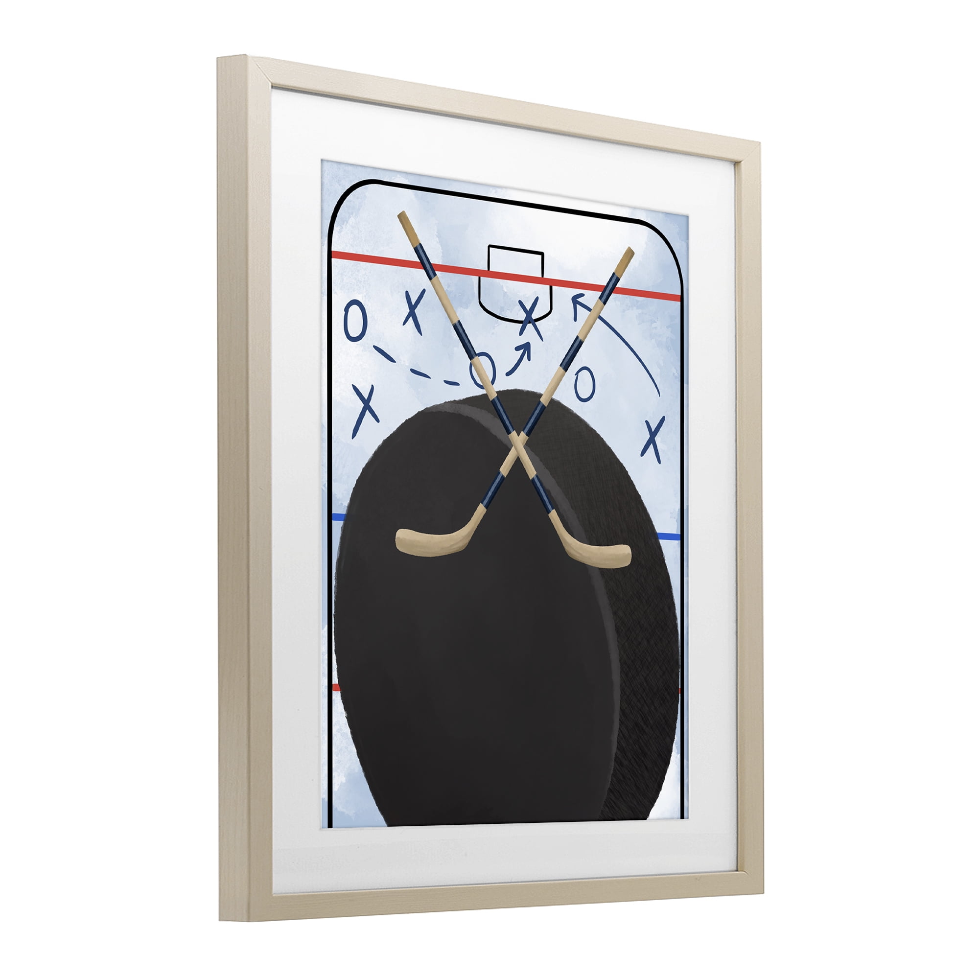Stupell Industries Hockey Rink Tactics Birch Framed Print Under Glass, design by Jennifer Stith