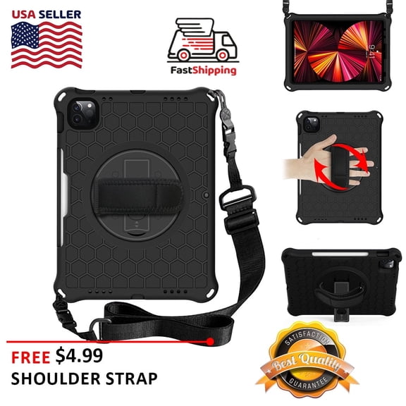 AMZER TUFFEN Multilayer Case with 360 Degree Rotating Kickstand with Shoulder Strap, Hand Grip for iPad Pro 11 1st/2nd/3rd/4th gen