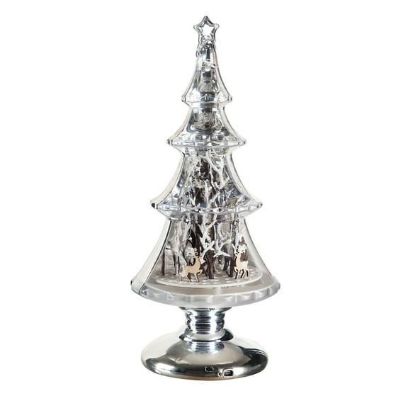 18" LED Musical Tree with Winter Scene Tabletop Decor, 7.9'' x 7.9'' x 17.5'' inches