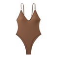 thumbnail image 5 of Lovskoo 2024 Women's Plunging V Neck Bathing Suit Open Back One Piece Swimsuits Coffee-M, 5 of 9