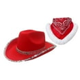 thumbnail image 4 of Christmas Cowboy Hat Big Brim Cap for Women Men Gift Santa Claus Western Hat B, 4 of 8