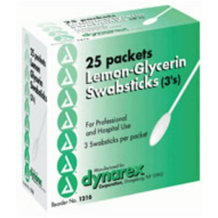 Dynarex Lemon Glycerin Swabsticks 25 pack (3ct per pack)