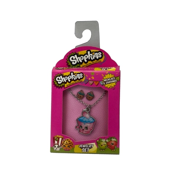 Shopkins Silvertone Cupcake Chic Necklace and Earrings Set