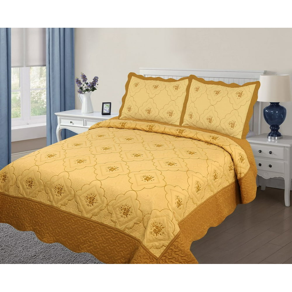 3PC Quilted Bedspread Cover Oversized Queen Size High Quality