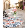 thumbnail image 6 of Summer Ocean Starfish Coral Shell Fitted Round Tablecloths Elastic Edged Table Covers 45"-54",Watercolor Marine Life Waterproof Dining Room Kitchen Table Cloth for Holiday Party Tables Decor, 6 of 8