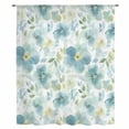 thumbnail image 2 of Teal Blue Flower Sheer Curtains 96 Inches Long, Abstract Garden Botanical Leaves Light Filering Curtains, Privacy Drapes Simi Floor to Veiling Curtain for Living Room Bedroom Large Window Treatment, 2 of 9