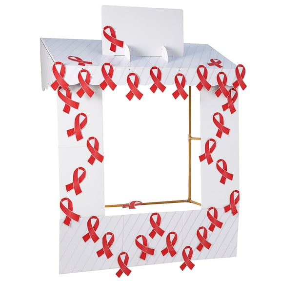 Fun Express 56" x 80" Red Awareness Ribbon Tabletop Hut with Frame - 56 Pieces