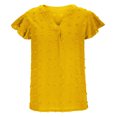 thumbnail image 7 of Women's Summer Blouses V Neck Swiss Dots Plain Work Tops Ruffle Short Sleeve Casual Comfy Loose Tunic Tops T Shirts, 7 of 7