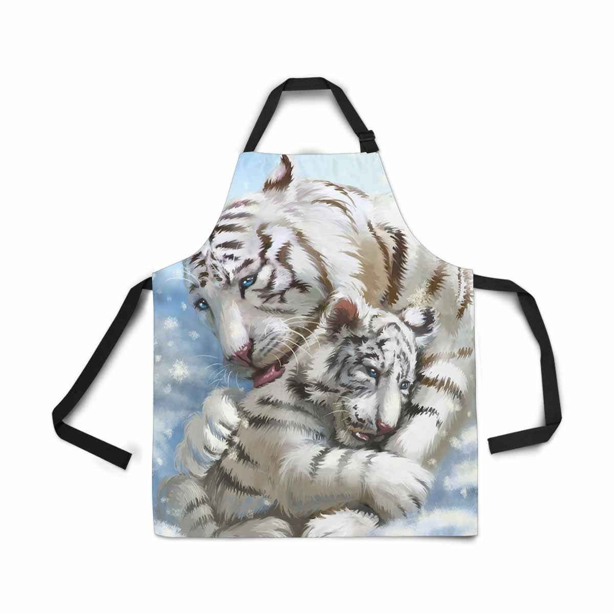 ASHLEIGH Tiger Mother and Child Adjustable Bib Apron for Women Men Girls Chef with Pockets Novelty Kitchen Apron for Cooking Baking Gardening Pet Grooming Cleaning