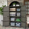 thumbnail image 2 of Armoire de Rangement Extérieure en Osier Arquée de 72 Pouces, Remise de Rangement Verticale en Rotin d'Extérieur à 4 Portes avec Tablettes Ajustables, Porte-Serviettes d'Extérieur pour Jardin, 2 of 5