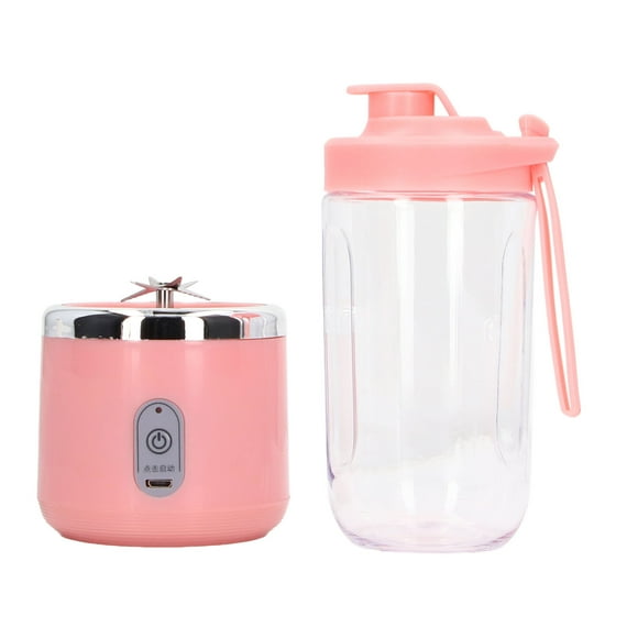 Mélangeur Portable, 6 Lames Capacité 300 ml Qualité Alimentaire Mini Mélangeur Batterie 1200 mAh pour Café Bleu, 6 Lames, Couvercle, Rose, 6 Lames, Couvercle