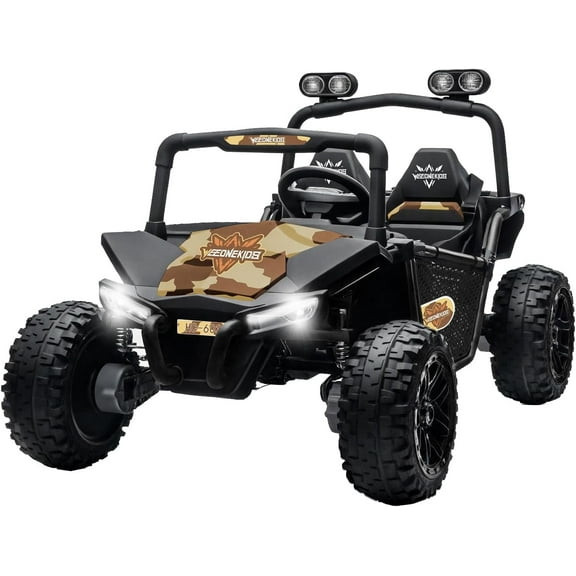 Ride on Toy for Big Kids, Kids' 2 Seat Electric Vehicles Outdoor Race Truck Car with 4 * 75W Strong MotorsBluetooth Speaker and 24V 7AH Big Battery,2 Seat Electric Cars for Kid 3-8