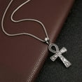thumbnail image 4 of HZMAN Stainless Steel Large Ankh Cross Pendant Ancient Egyptian Hieroglyphic Symbol 22+2 Inch Chain（Silver-Big）, 4 of 6