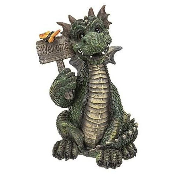 Pacific Giftware Green Dragon Welcome Sign, 7.01-inch Height, Tabletop Decoration