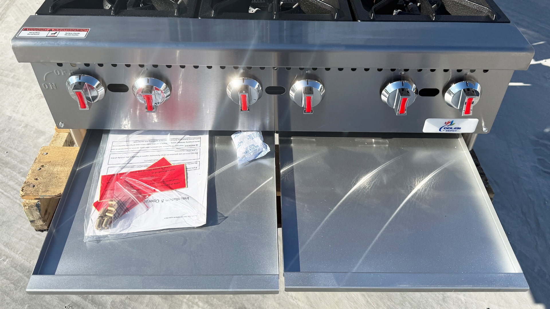 36" Commercial Gas Hot Plate – 6 Burner Stainless Steel Countertop Range, 180,000 BTU, NSF & ETL Certified, Heavy Duty Cast Iron Grates