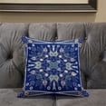 thumbnail image 5 of Paisley Leaf Geo Duo Indoor/Outdoor Pillow with Removable Cover in Midnight Blue Beige White18x18, 5 of 5