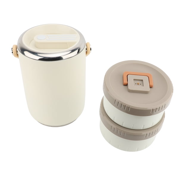 Contenedor de Alimentos Con Aislamiento al Vacío de Acero inoxidable para adultos de 2 litros, lonchera apilable de 2 niveles, Sopa de Boca Ancha, Tarro Termo para Comida