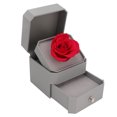 thumbnail image 4 of Caja de regalo de rosa roja, cajón de elevación de flocado suave, caja de almacenamiento de joyería portátil para aniversario, gris, 4 of 10