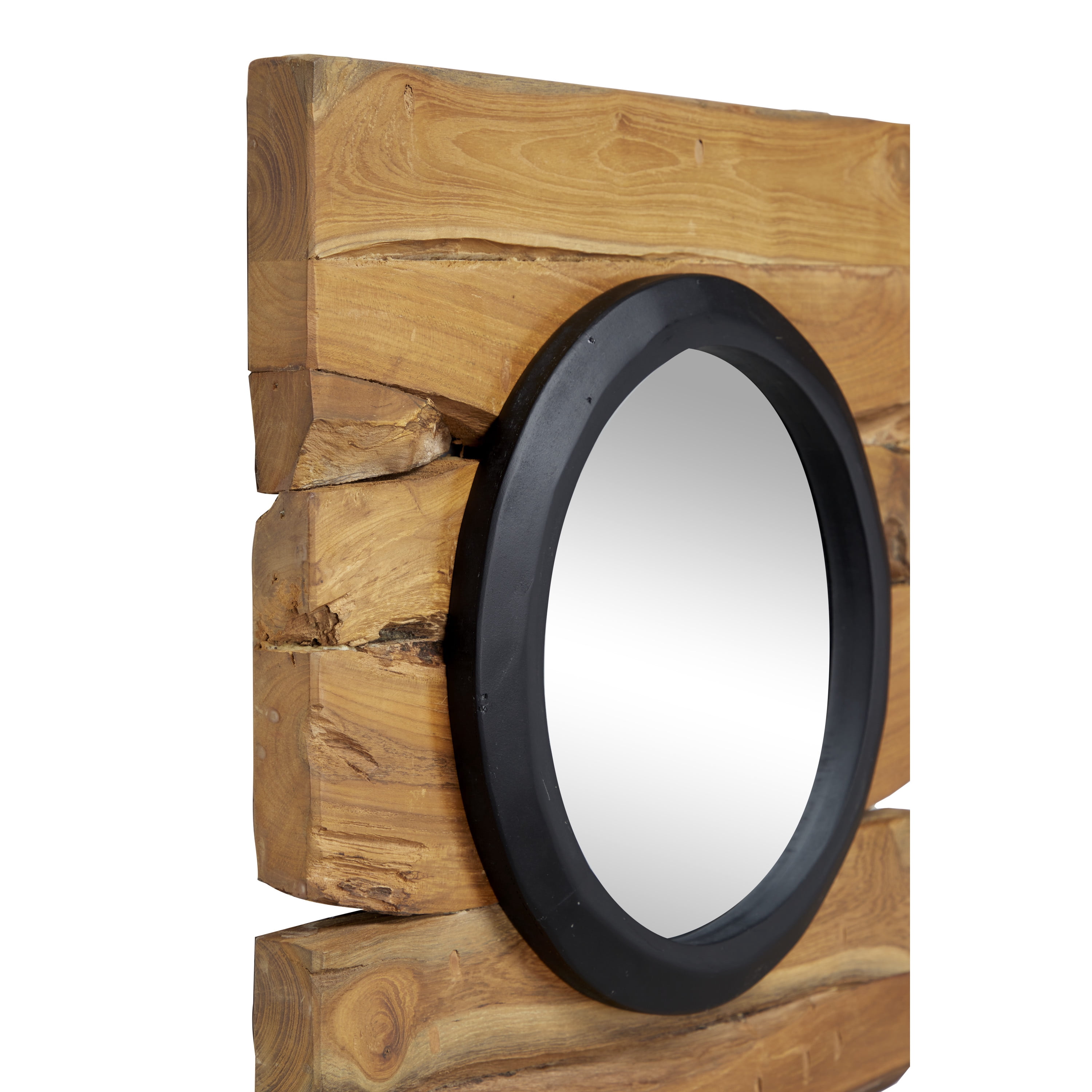 DecMode 18"W, 18"H Brown Handmade Wall Mirror, Set of 4
