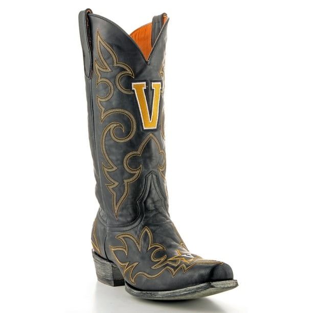 Gameday Boots Mens Black Leather Vanderbilt Cowboy Boots (Size 10) Van
