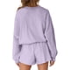 thumbnail image 3 of Conjuntos de Dos Piezas para Mujer, Otoño 2025, con Mangas Murciélago Extragrandes, Top y Pantalones Cortos Informales, Chándal. Púrpura S, 3 of 10