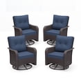 thumbnail image 2 of Kullavik 4 Pieces Patio Swivel Rocker Wicker Chairs Set – Outdoor Swivel Rocking Chairs with Thickened Cushions, All-Weather Wicker Patio Furniture Conversation Set for Garden, Deck, Backyard,Navy, 2 of 2