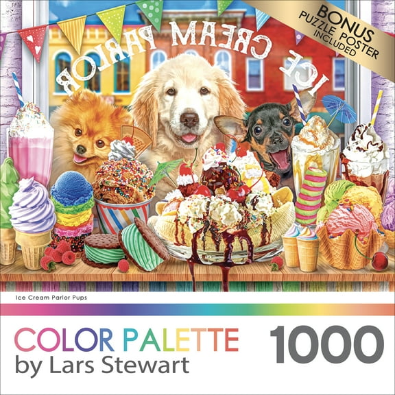 Cra-Z-Art Color Palette by Lars Stewart 1000-Piece Ice Cream Parlor Pups Jigsaw Puzzle