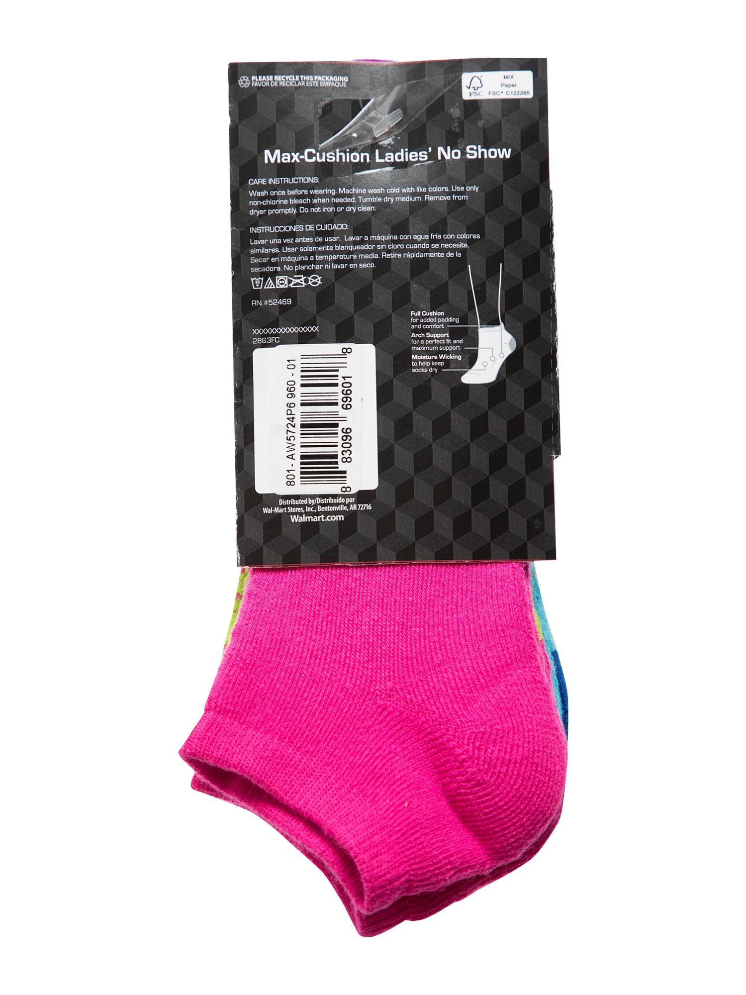 Athletic Works Women's Maxcushion Full Cushion No Show Socks, 6 Pairs