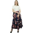 thumbnail image 5 of Phagun Cotton Ruffled Self Belt Floral Printed Magic Women's Wrap Skirt-Navy Blue, 5 of 6