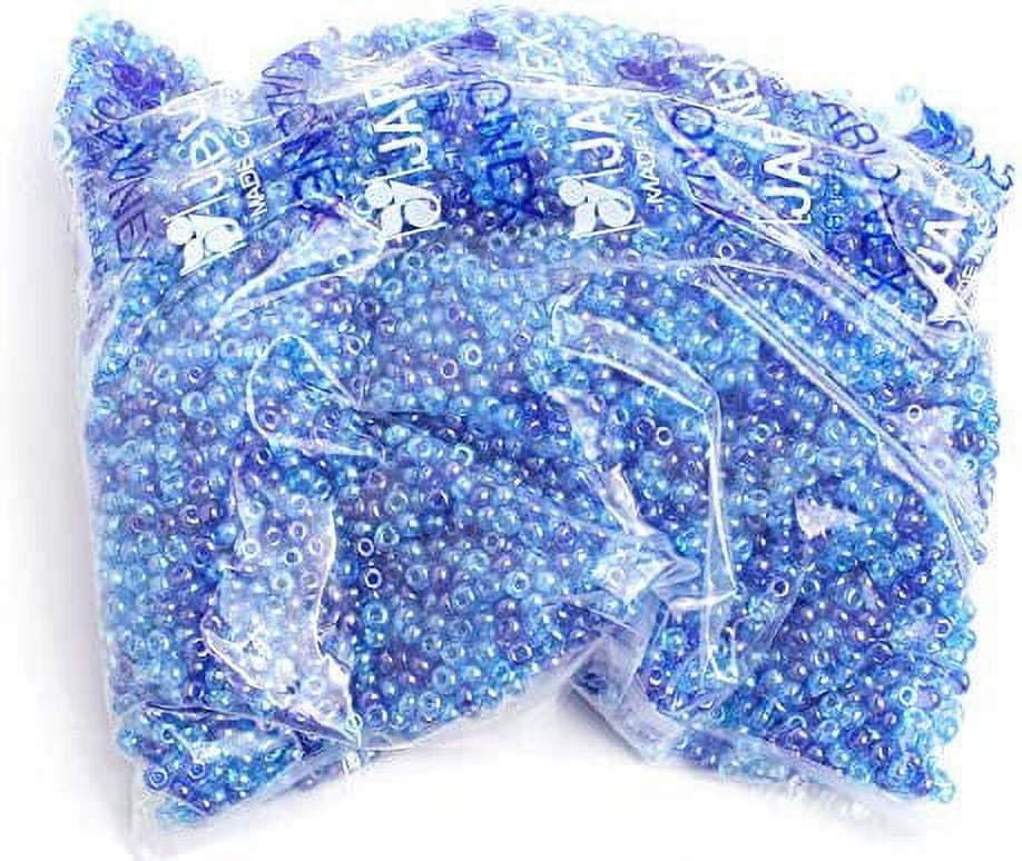 John Bead Czech Glass Seed Beads 6/0 (500g) Aqua Luster Mix Blue Bead