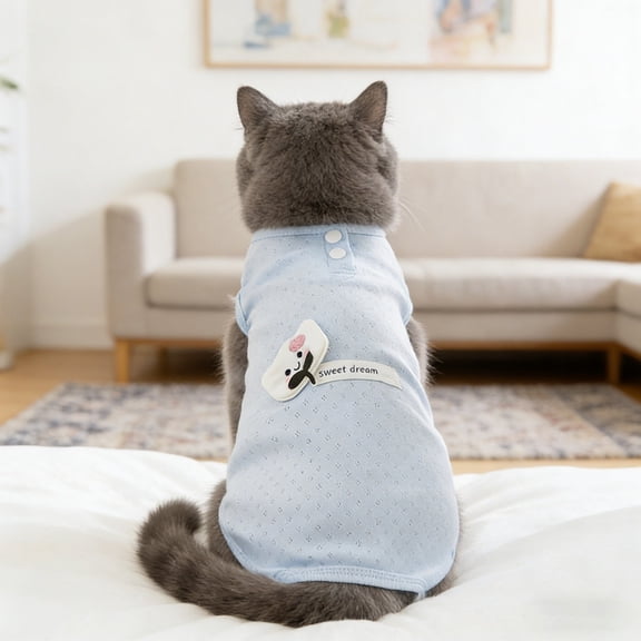 YaoZQ Cat Recovery Suit XXL Four Legged Spay Neuter Onesie Lightweight Cotton Post Op Protective Shirt for Large Cats Cone Alternative Style F