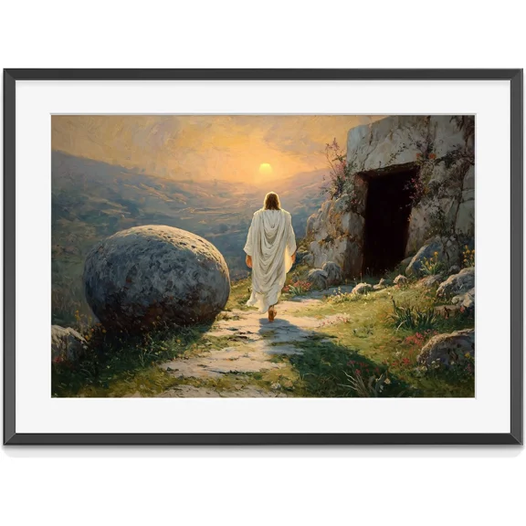 Empty Tomb Painting He Is Risen Wall Art, He Is Risen Printable Jesus Poster, Matte Canvas Stretched, Posters for Room Bedroom Living Room Bathroom Wall Decor, Posters & Art Prints, Gift.