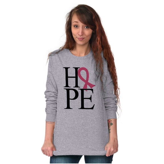 Hope Pink Ribbon Breast Cancer BCA Women Plus Size Long Sleeve Graphic Tee Brisco Brands 3X