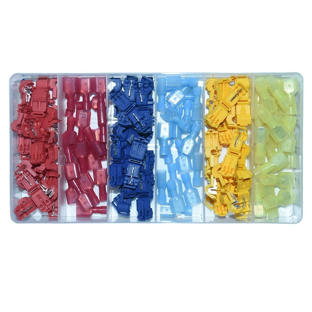 NUEVO Kit surtido de conectores de cable en forma de T con terminales macho. 120 piezas