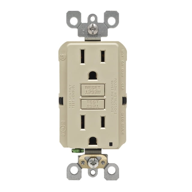 Receptáculo GFCI Leviton SmartLockPro Slim 15 A, paquete de 3, color marfil