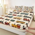 thumbnail image 4 of Castle Fairy Cute Cartoon Mini Steam Train Queen Sheet Sets 4 Pieces for Toddlers, Railway Carriage Bed Set for Bedroom, Beige Multi, 4 of 6