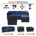 thumbnail image 5 of Clouddwell 5 Pieces Patio Furniture Set, All-Weather Wicker Rattan Patio Sectional Sofa Set with Coffee Table (Navy Blue), 5 of 6