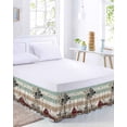 thumbnail image 2 of Windmill Farmhouse Bed Skirt Queen Size, Vintage Teal Brown Wooden Butterfly Wrap Around Bed Skirting with Adjustable Elastic Strap, Dust Ruffle Pleated Bedskirts 16 Inch Drop for Bedroom Queen Beds, 2 of 9