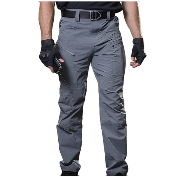 HBGVBA Men's Pants,Trousers for Men,Men's Solid Color Outdoor Cargo Zipper Button Multi Pocket Fast Dry Hiking Trekking Pants