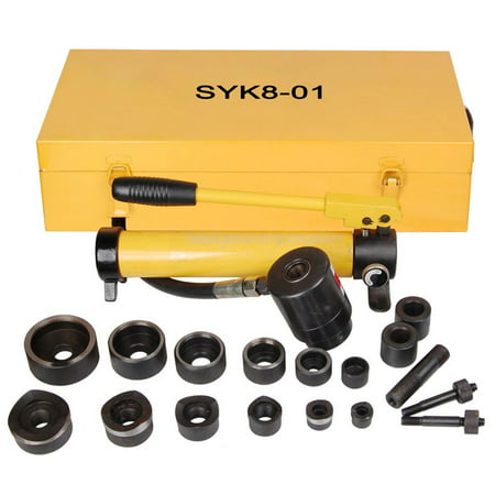 Yescom Pneumatic 10 Ton Hydraulic Knockout Punch Hole Driver Kit Complete Tool Set with 6