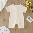 thumbnail image 4 of Otqutp Toddler Beach Clothing Girls Boys Short Sleeve Solid Colour Romper Bodysuits Summer Button Jumpsuit 0 to 12 Months, 4 of 4
